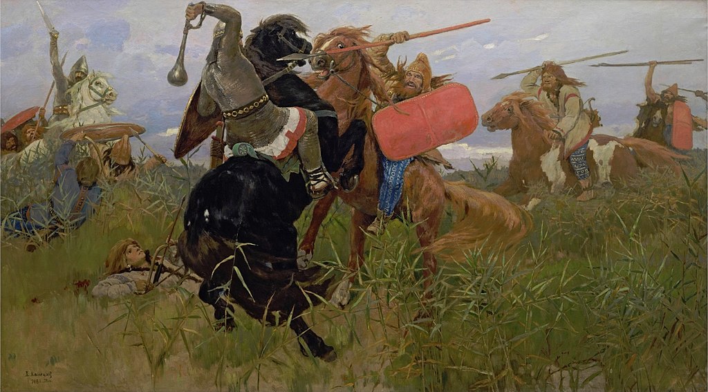 Batalha entre os eslavos e os citas — pintura de Viktor Vasnetsov (1881)